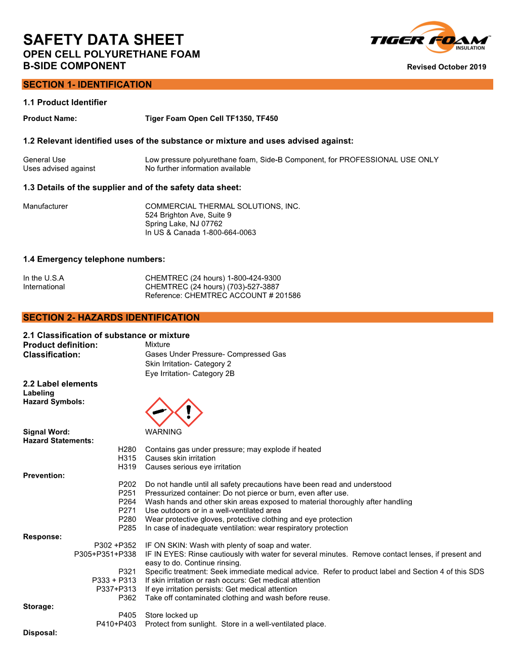 Safety Data Sheet “B” Component