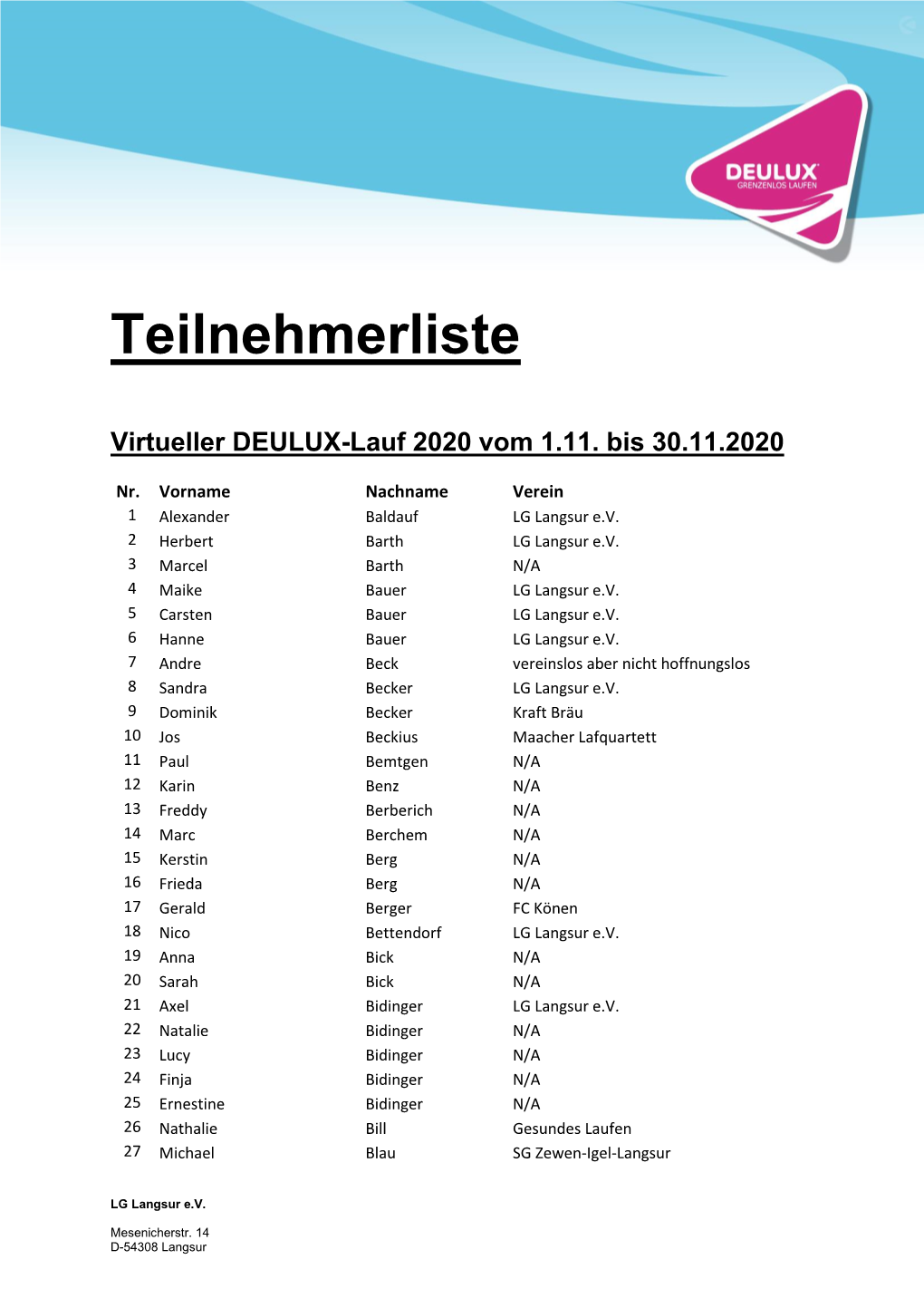 Teilnehmerliste