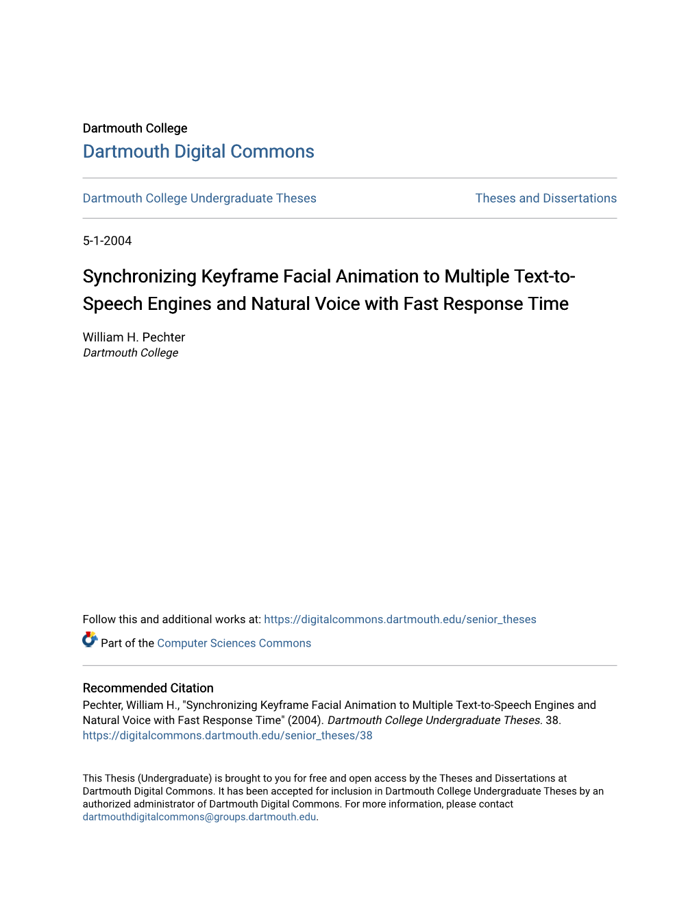 Synchronizing Keyframe Facial Animation to Multiple Text-To- Speech Engines and Natural Voice with Fast Response Time