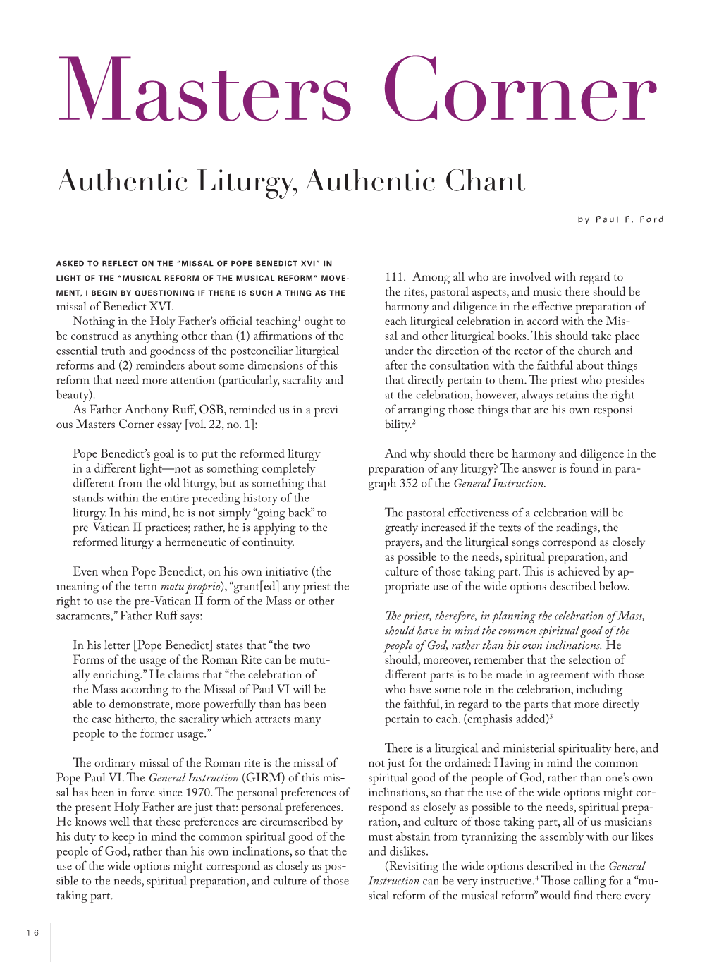 Authentic Liturgy, Authentic Chant