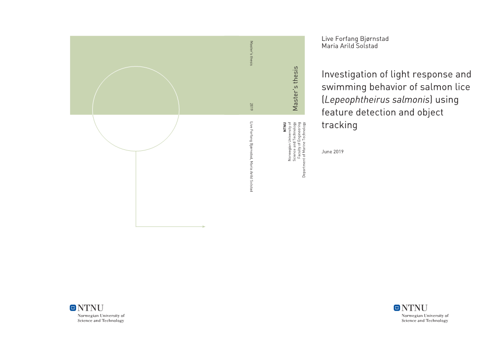 Investigation of Light Response and Swimming Behavior of Salmon Lice (Lepeophtheirus Salmonis) Using Feature Detection and Objec