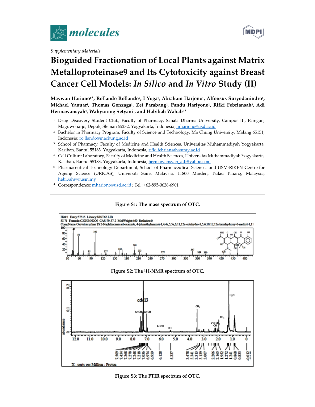 Bioguided Fractionation of Local Plants Against Matrix Metalloproteinase9 and Its Cytotoxicity Against Breast Cancer Cell Models: in Silico and in Vitro Study (II)