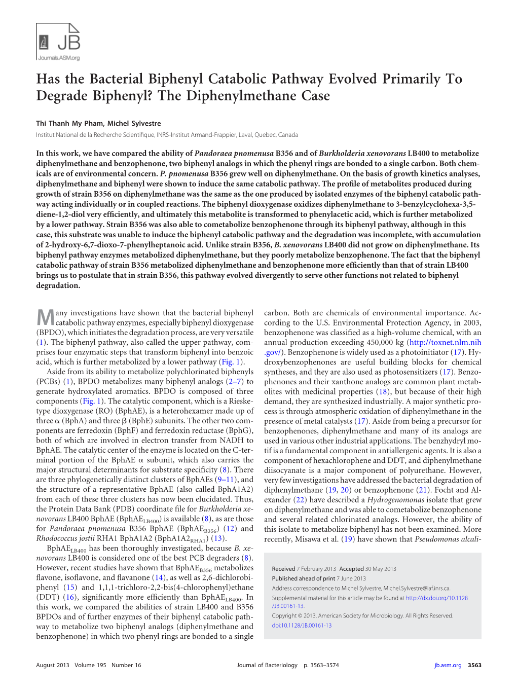 The Diphenylmethane Case