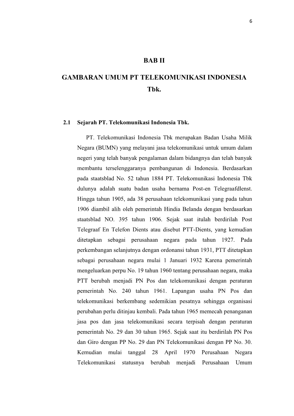 BAB II GAMBARAN UMUM PT TELEKOMUNIKASI INDONESIA Tbk