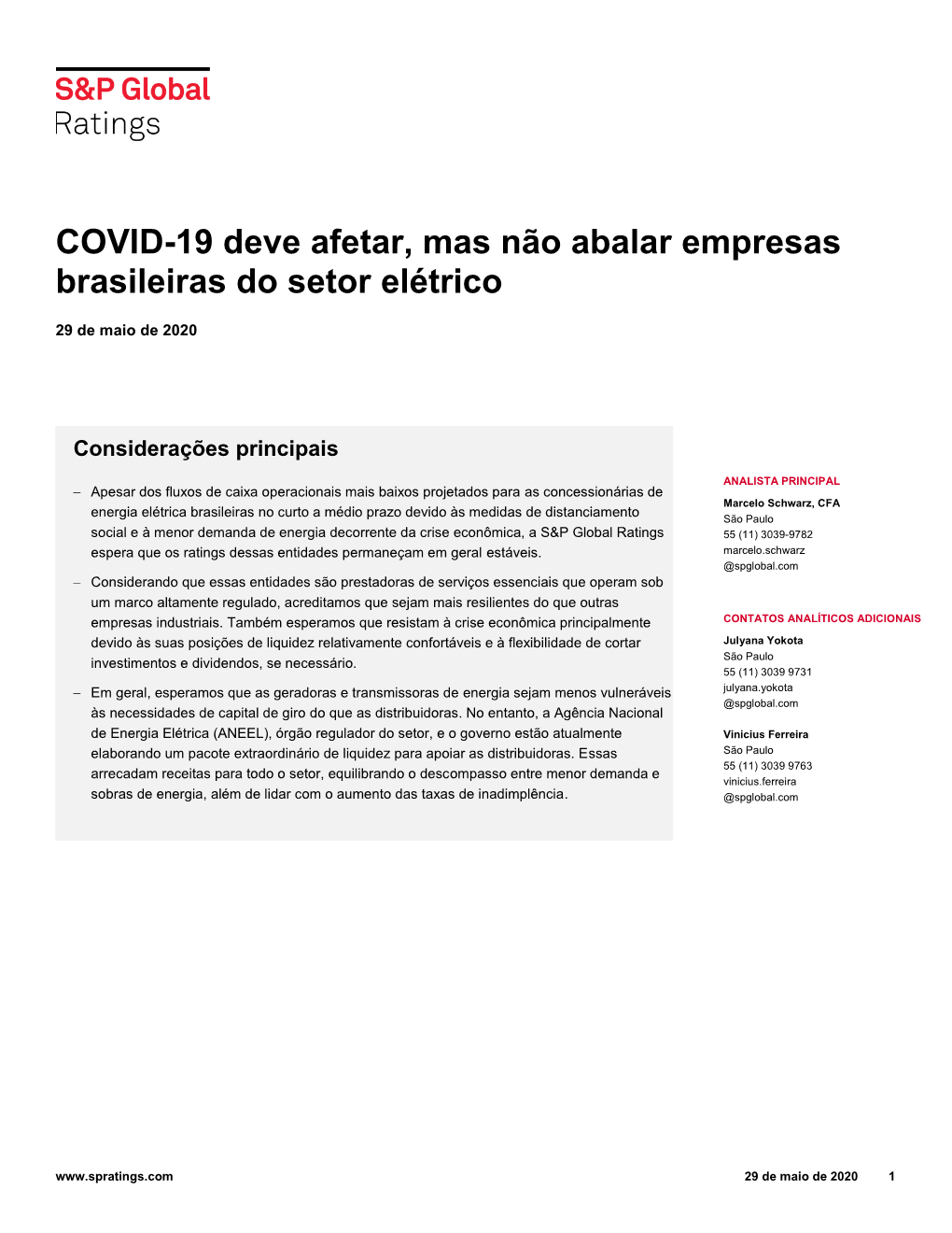 COVID-19 Deve Afetar, Mas Não Abalar Empresas Brasileiras Do Setor Elétrico