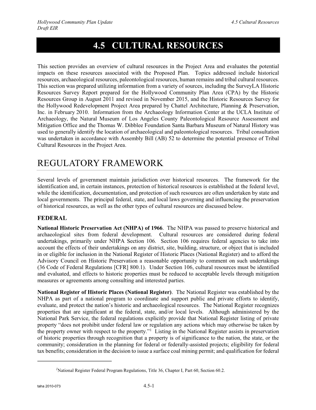 4.5 Cultural Resources Regulatory Framework
