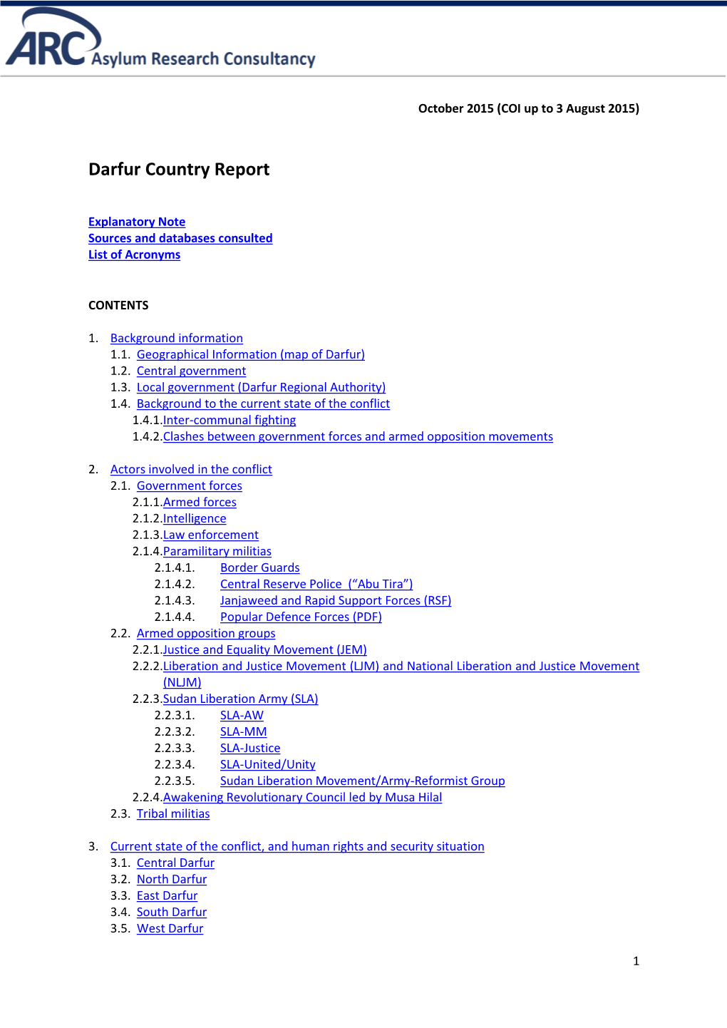 Darfur Country Report