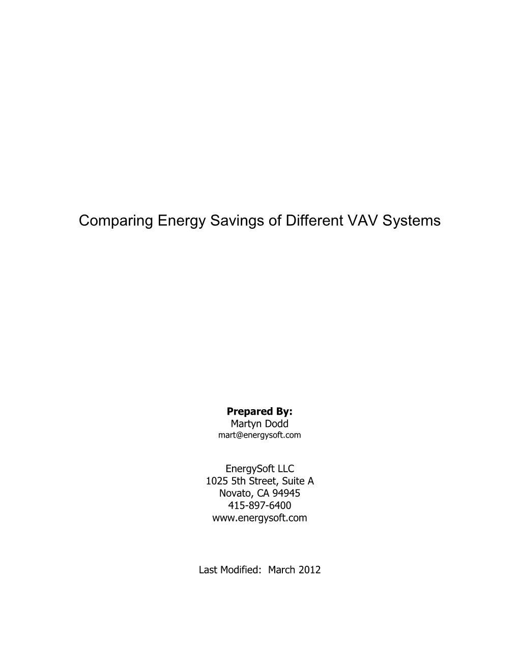 Comparing the Energy Savings of Different VAV Systems