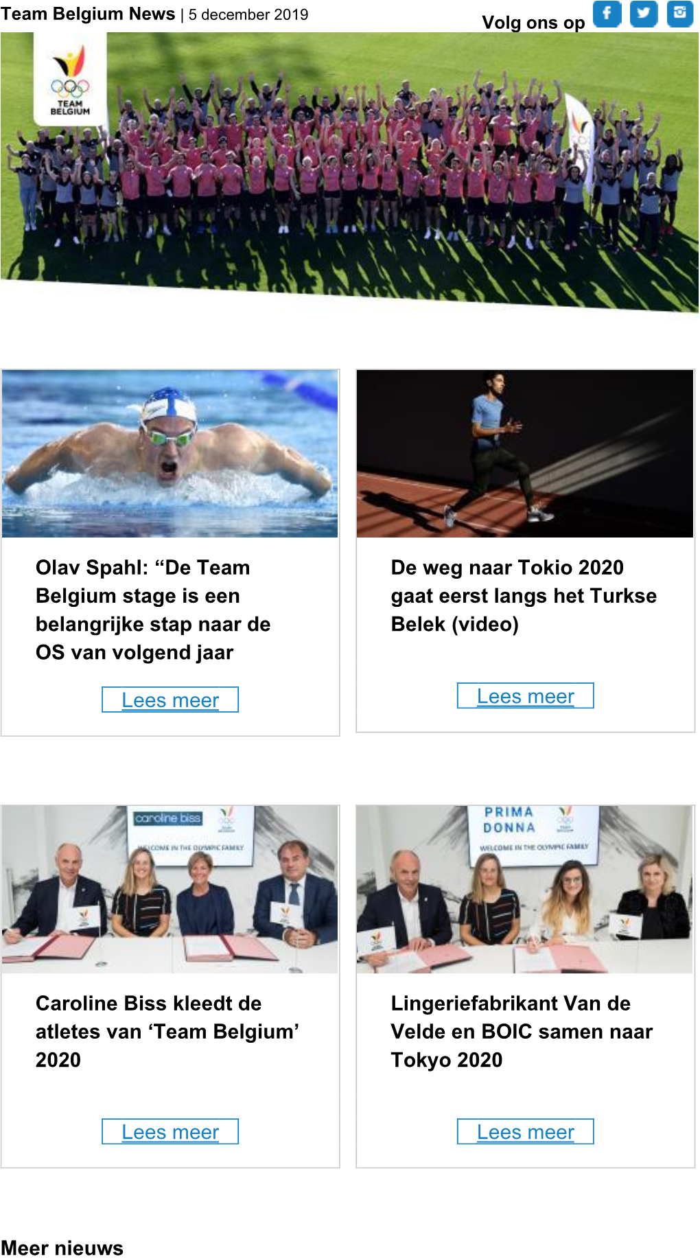 Team Belgium News | 5 December 2019 Volg Ons Op