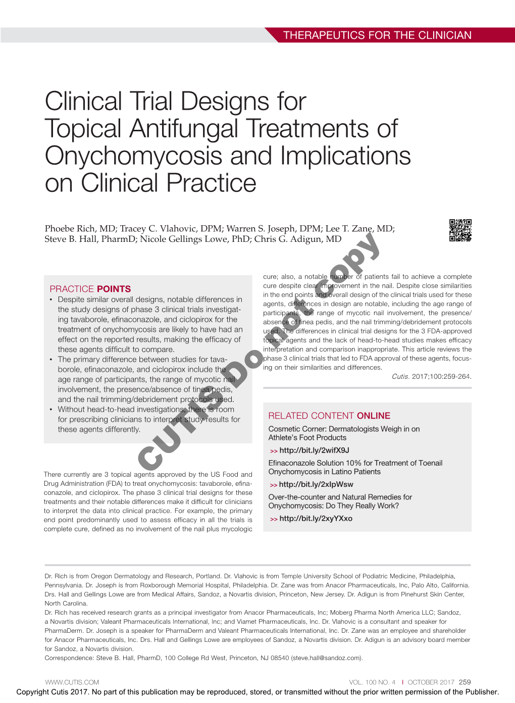 Clinical Trial Designs for Topical Antifungal Treatments of Onychomycosis and Implications on Clinical Practice