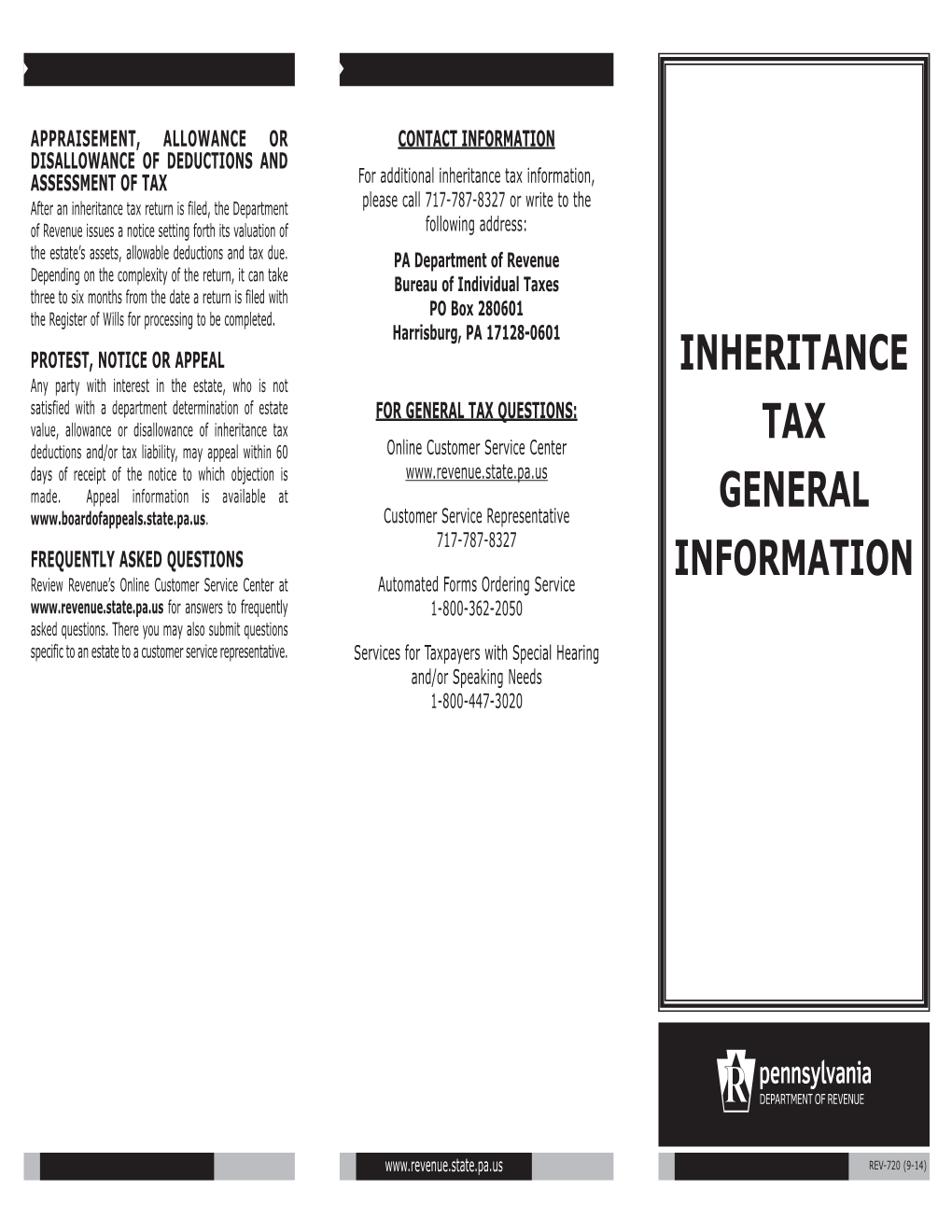 REV-720 Inheritance Tax General Information