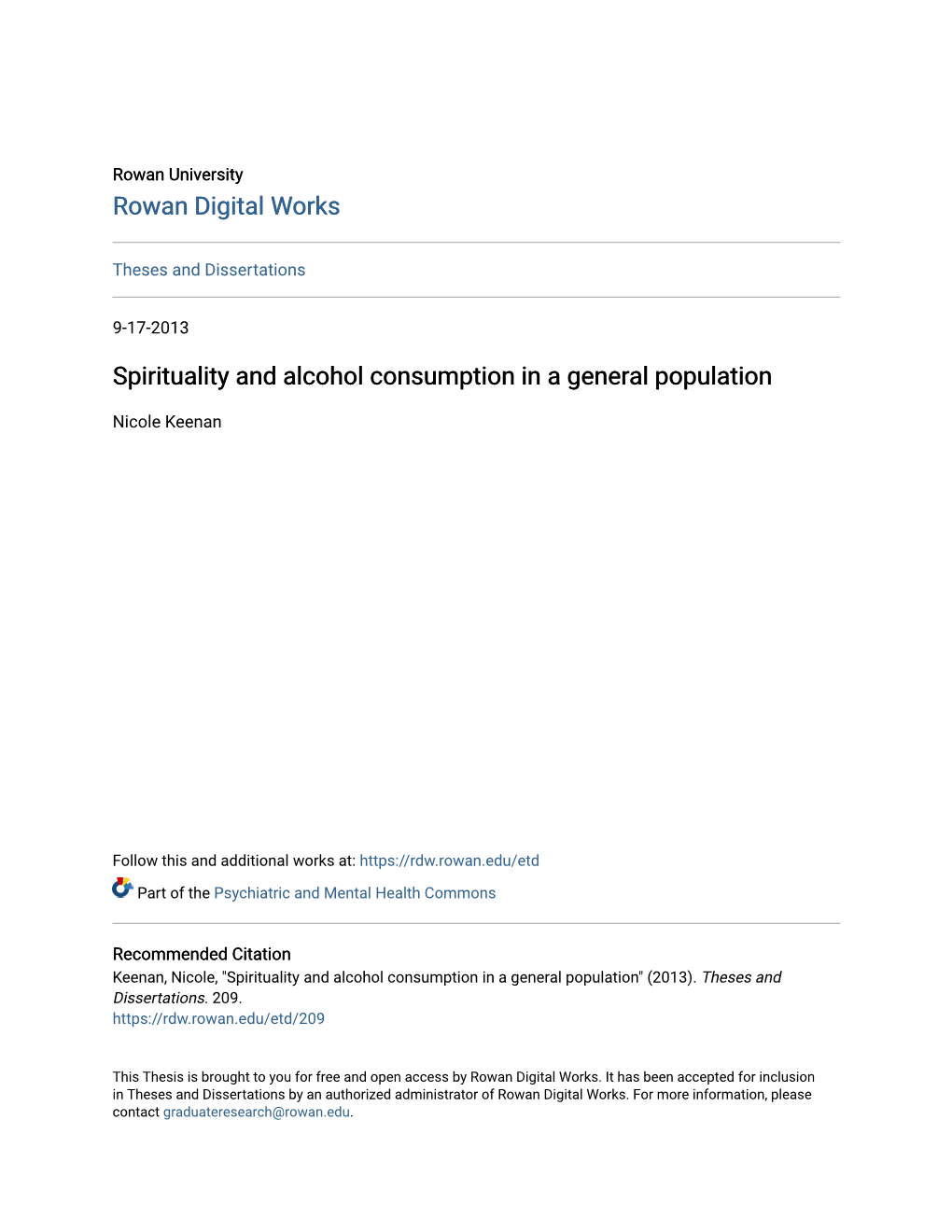 Spirituality and Alcohol Consumption in a General Population