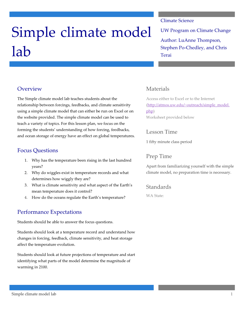 Simple Climate Model