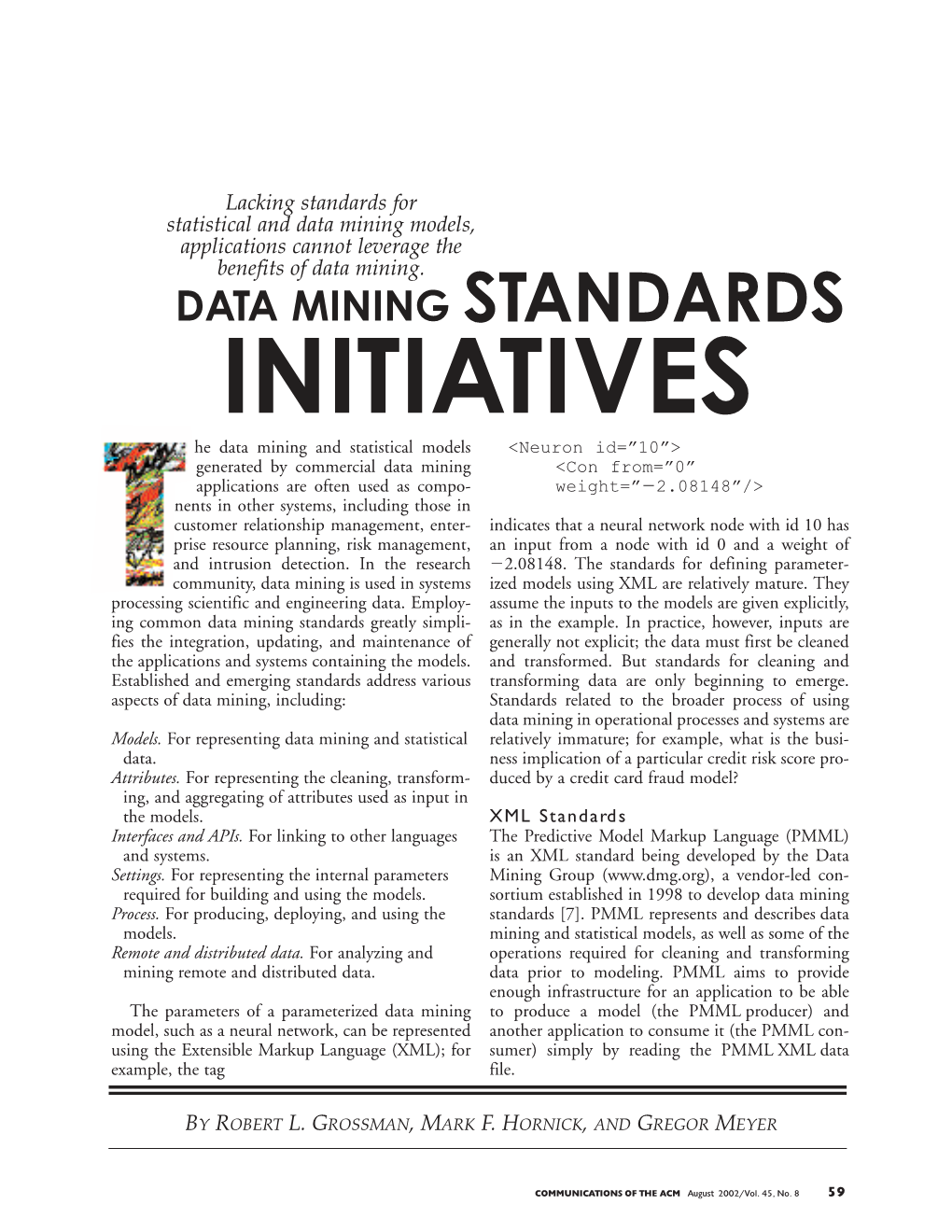 Data Mining Standards Initiatives