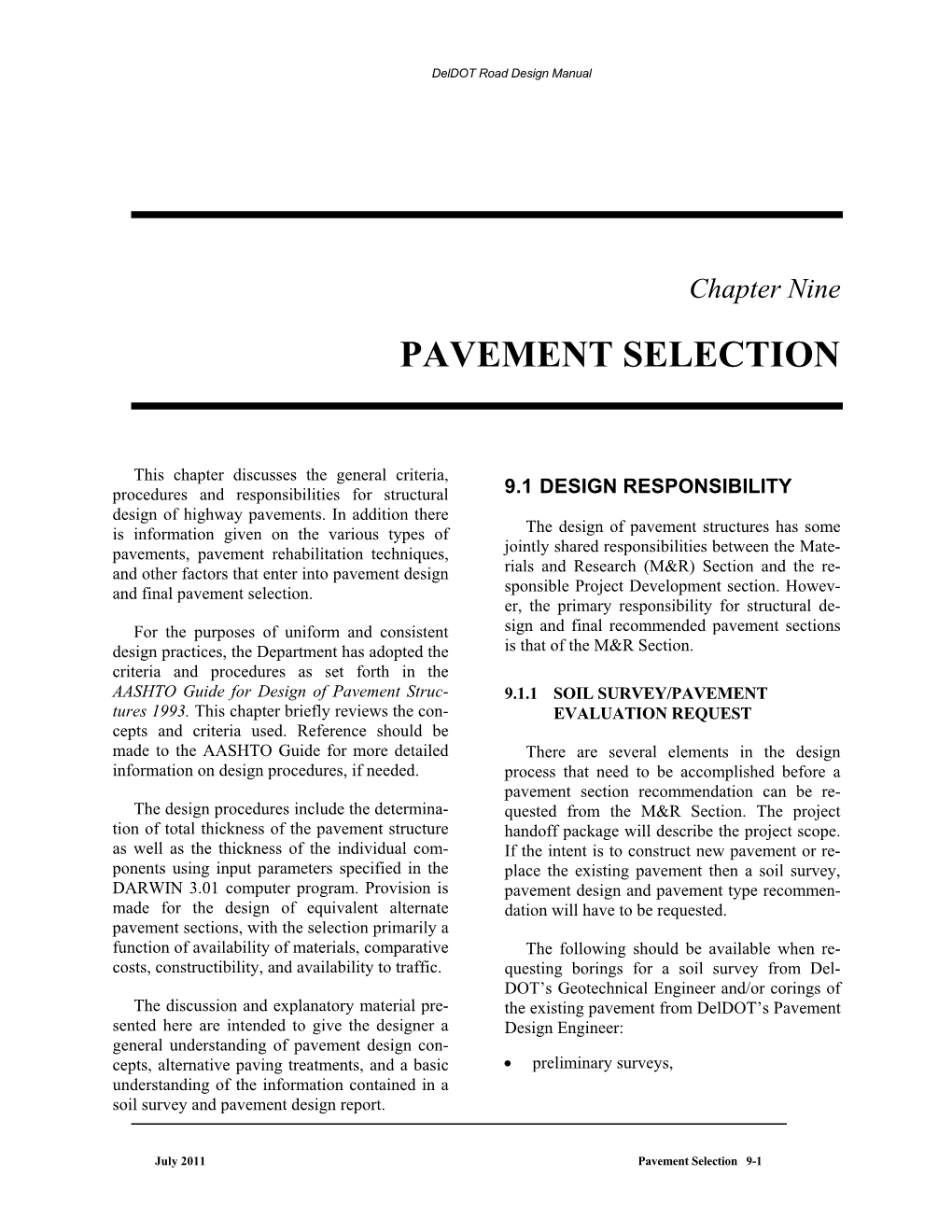 Pavement Selection