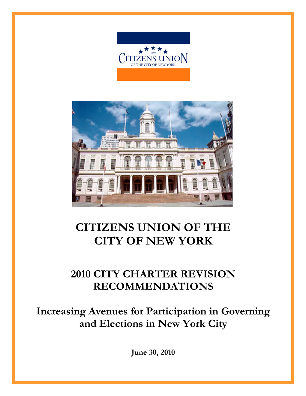 Report for City Charter Revision