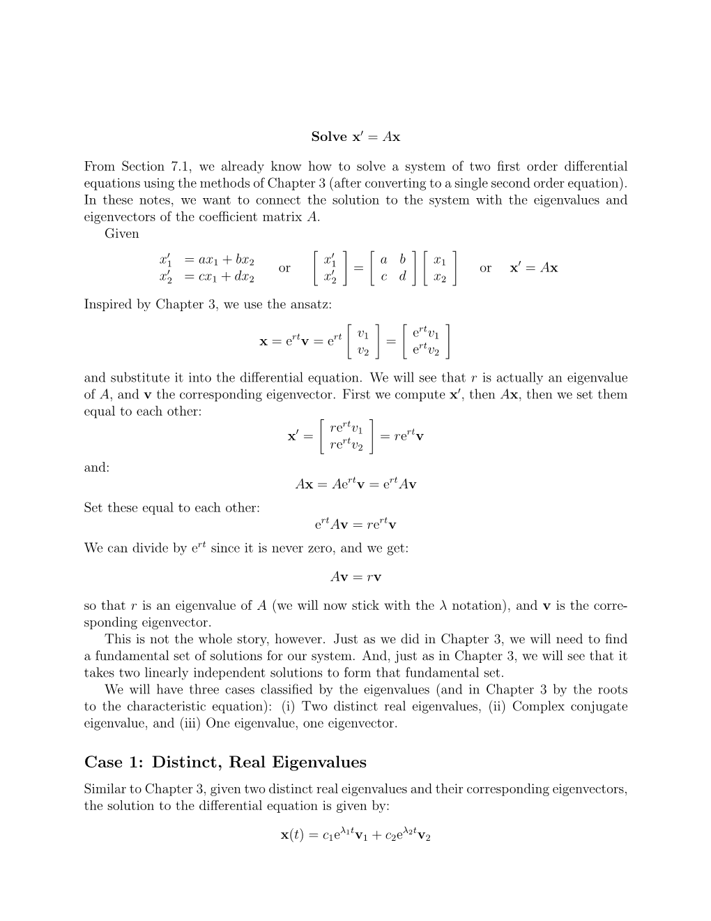 Distinct, Real Eigenvalues