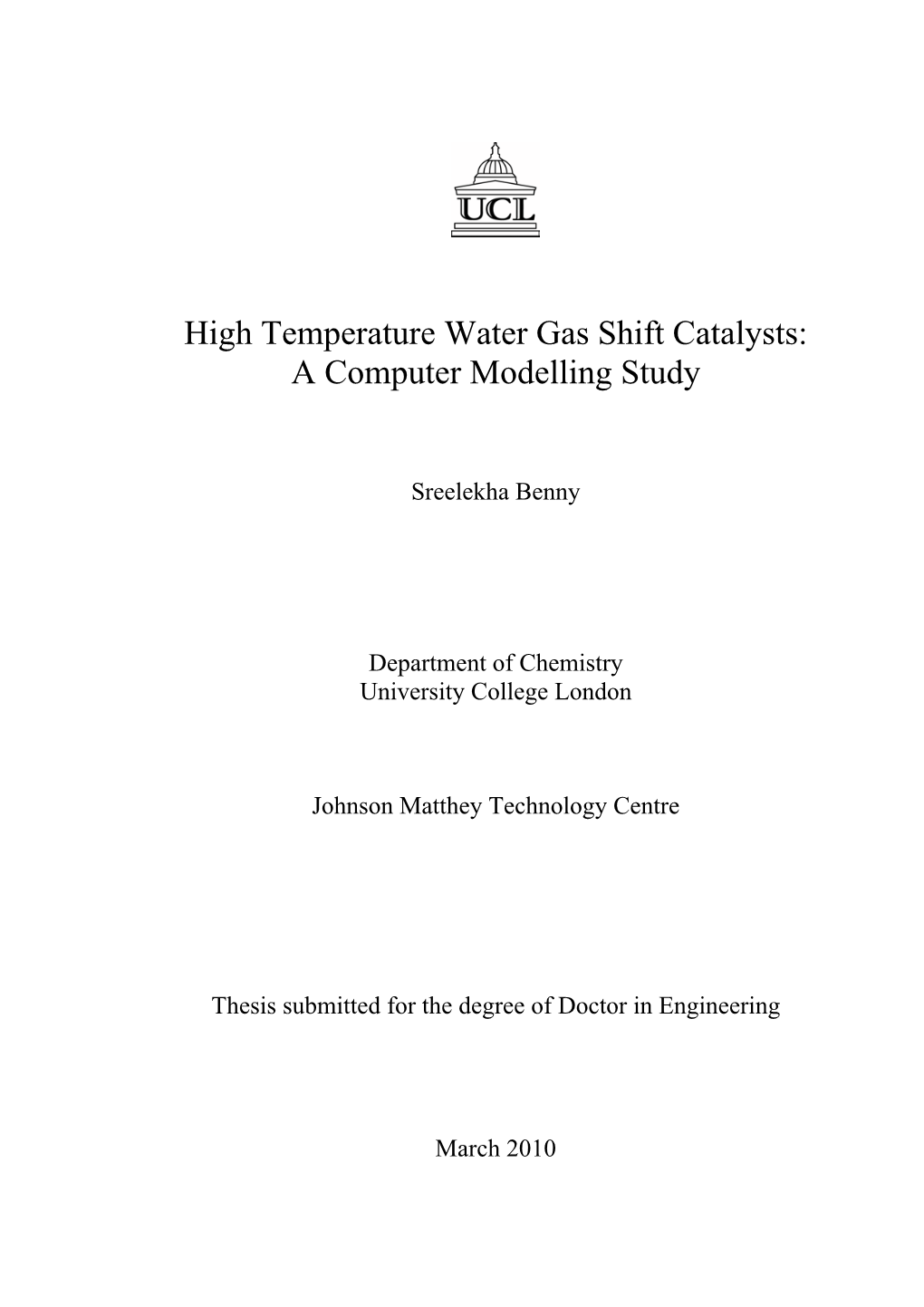 High Temperature Water Gas Shift Catalysts: a Computer Modelling Study