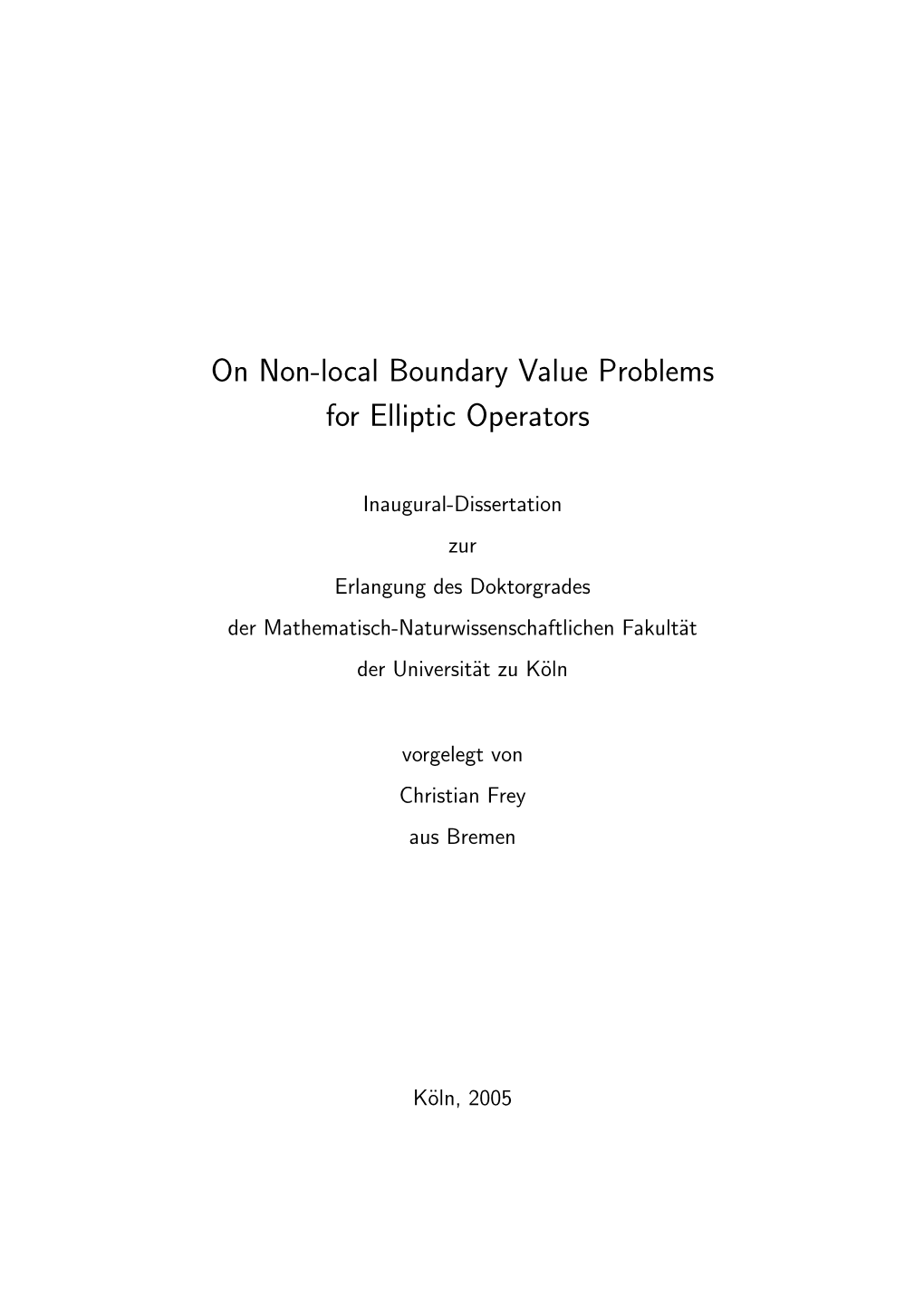On Non-Local Boundary Value Problems for Elliptic Operators