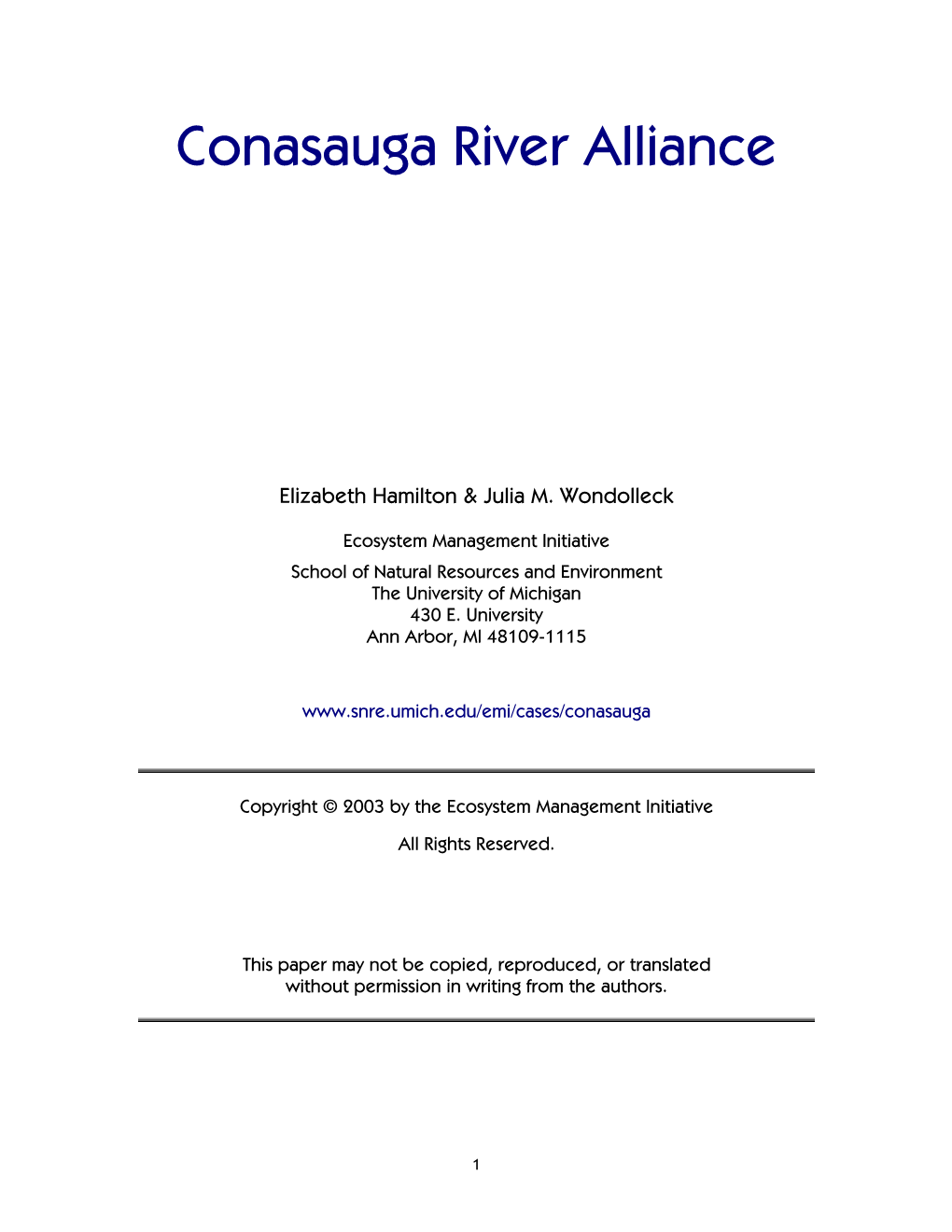 Conasauga River Alliance