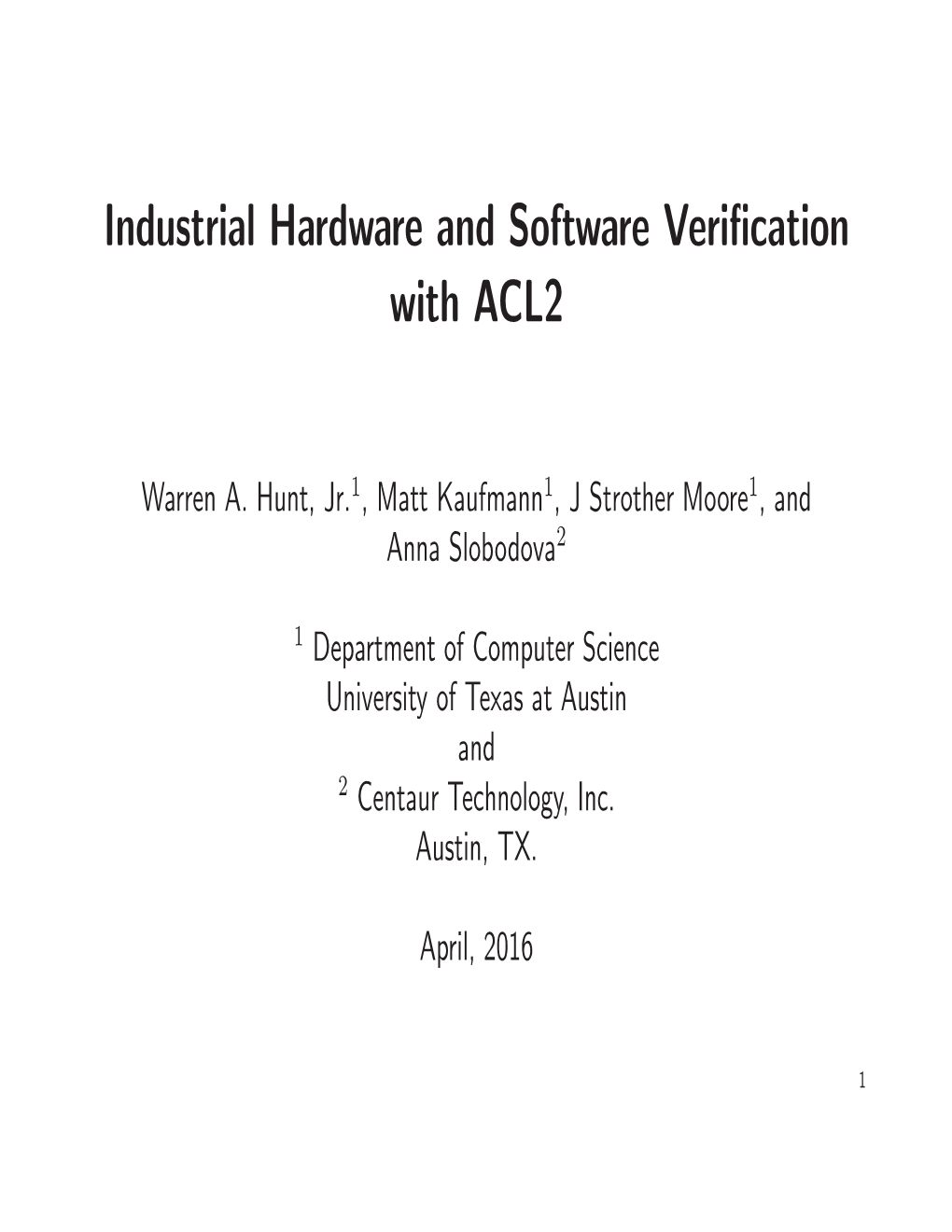 Industrial Hardware and Software Verification