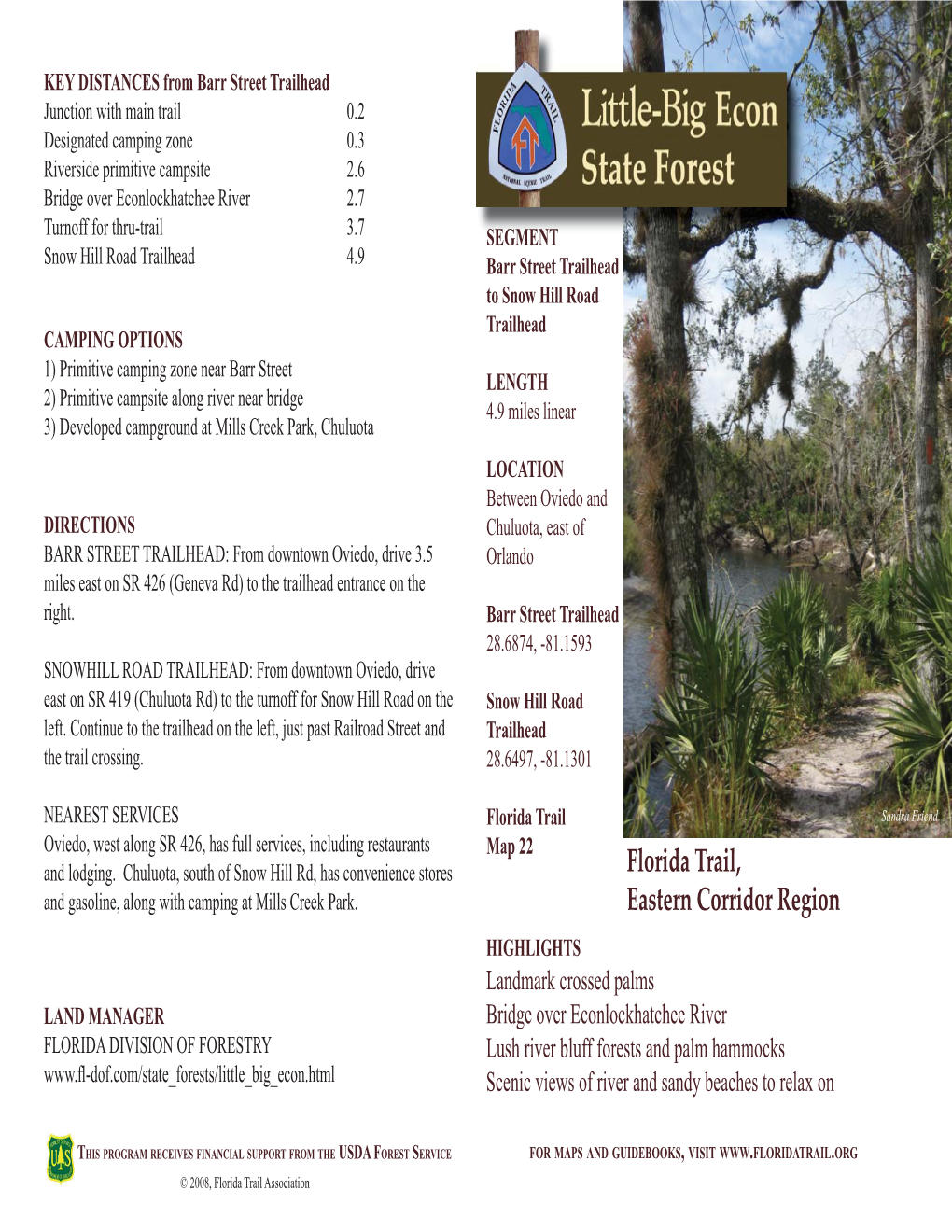 Florida Trail, Eastern Corridor Region