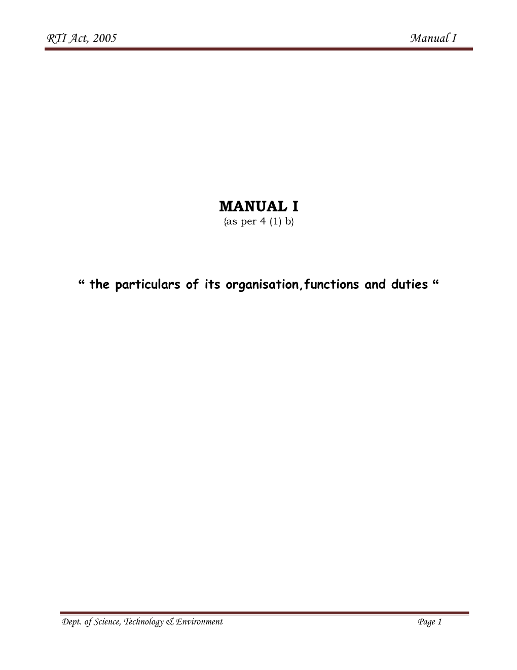 RTI Act, 2005 Manual I