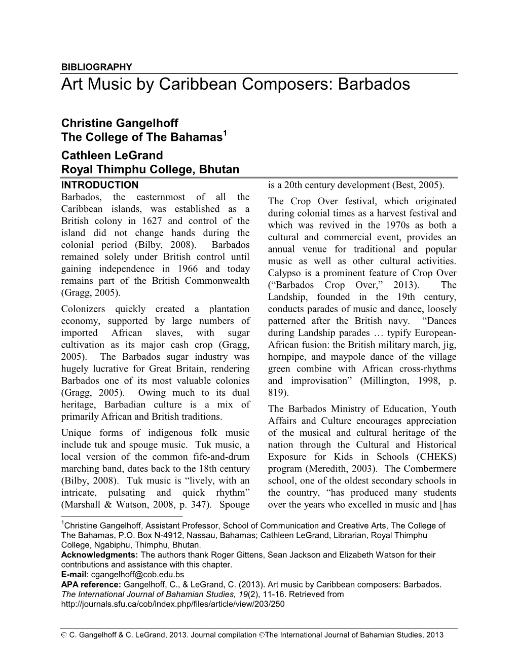 Art Music by Caribbean Composers: Barbados