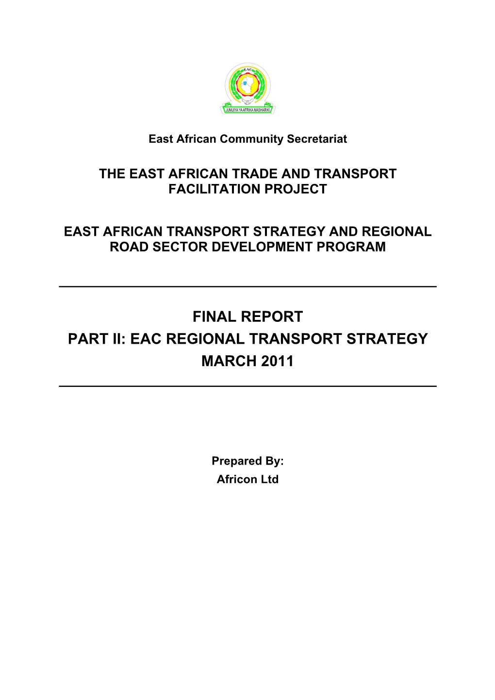 Eac Regional Transport Strategy March 2011