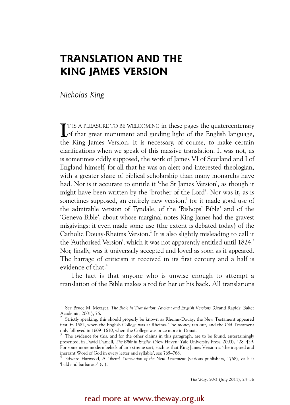 Translation and the King James Version