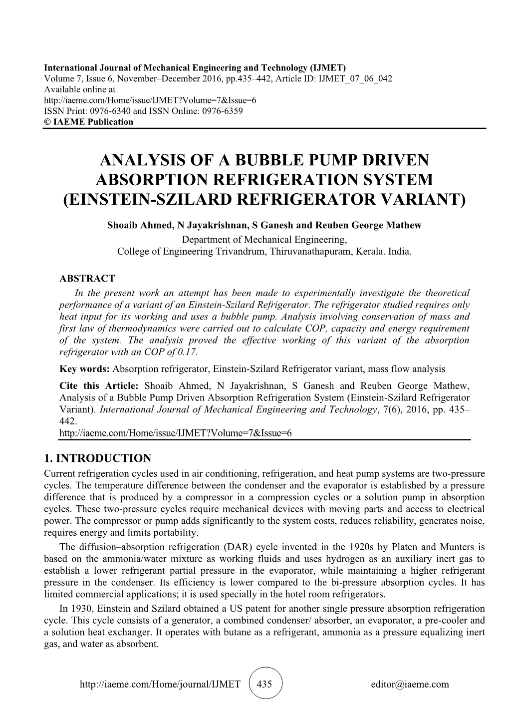 Einstein-Szilard Refrigerator Variant)