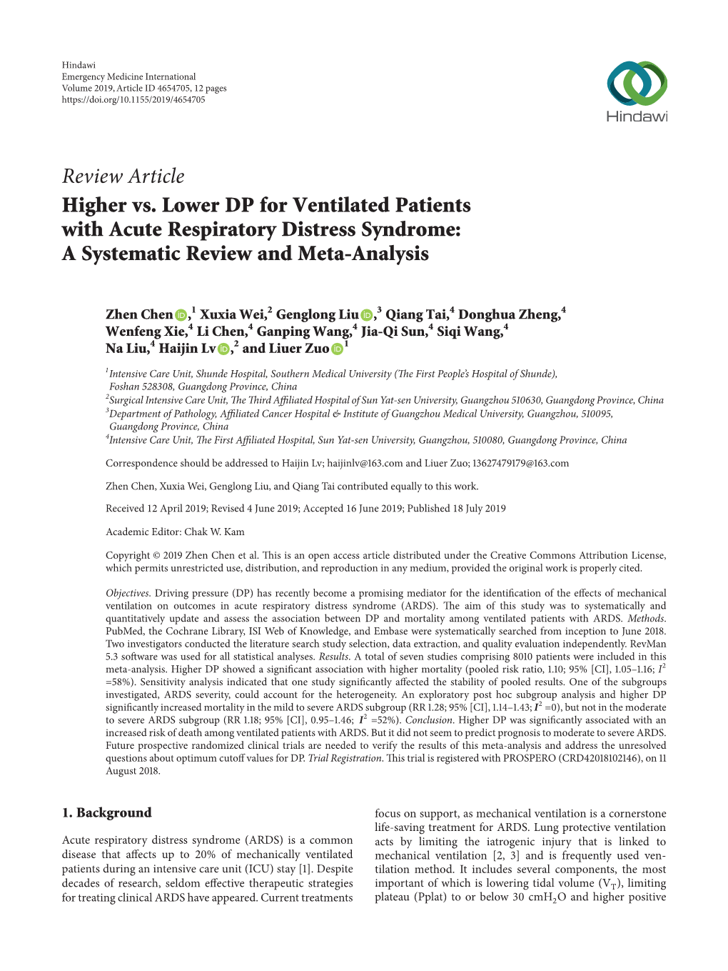 Higher Vs. Lower DP for Ventilated Patients with Acute Respiratory Distress Syndrome: a Systematic Review and Meta-Analysis