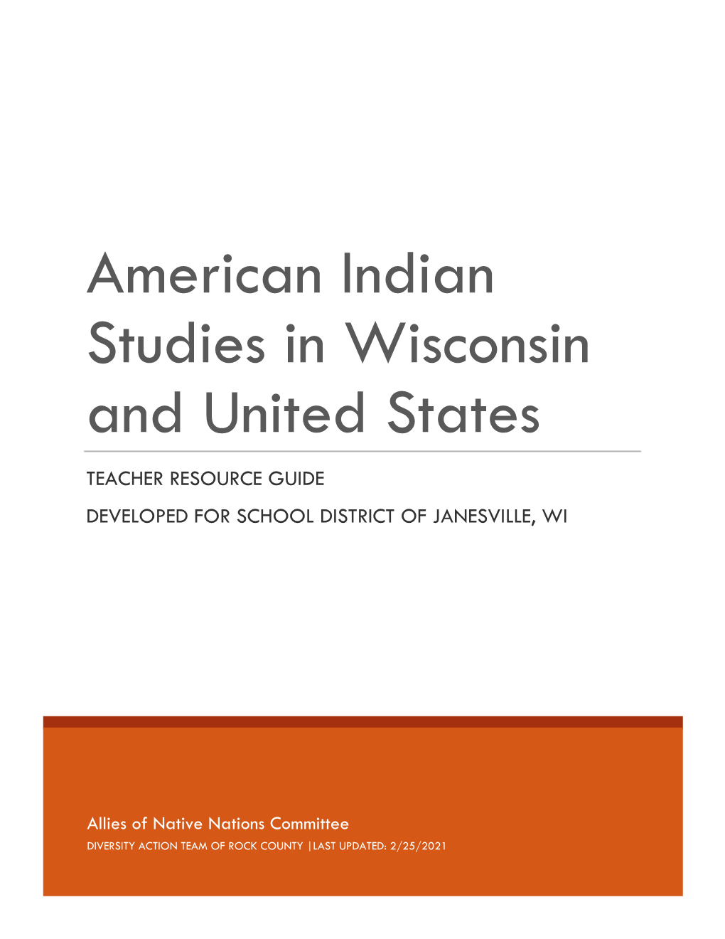 American Indian Studies in Wisconsin and United States