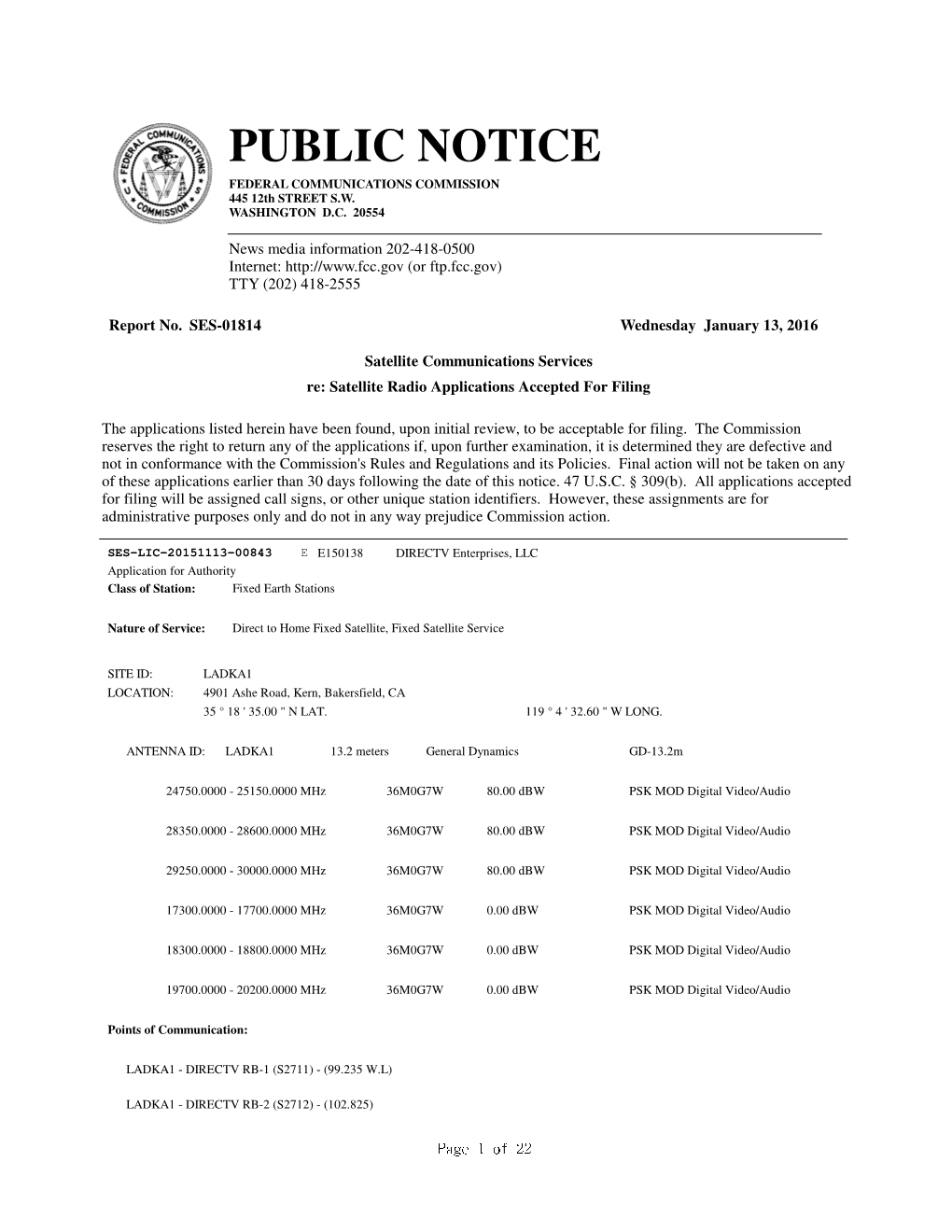 PUBLIC NOTICE FEDERAL COMMUNICATIONS COMMISSION 445 12Th STREET S.W