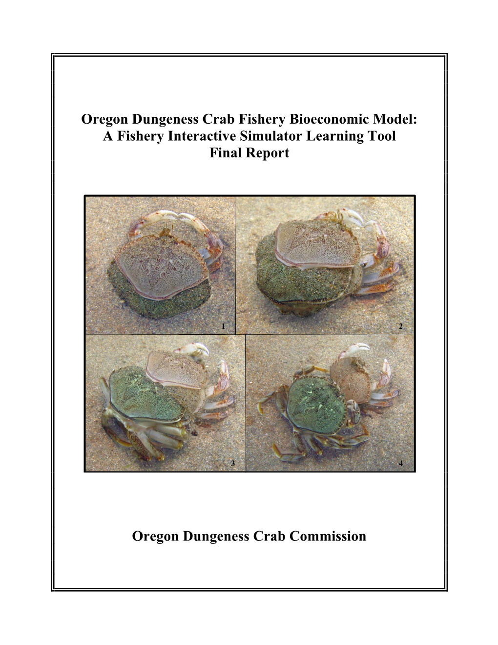 Oregon Dungeness Crab Fishery Bioeconomic Model: a Fishery Interactive Simulator Learning Tool Final Report