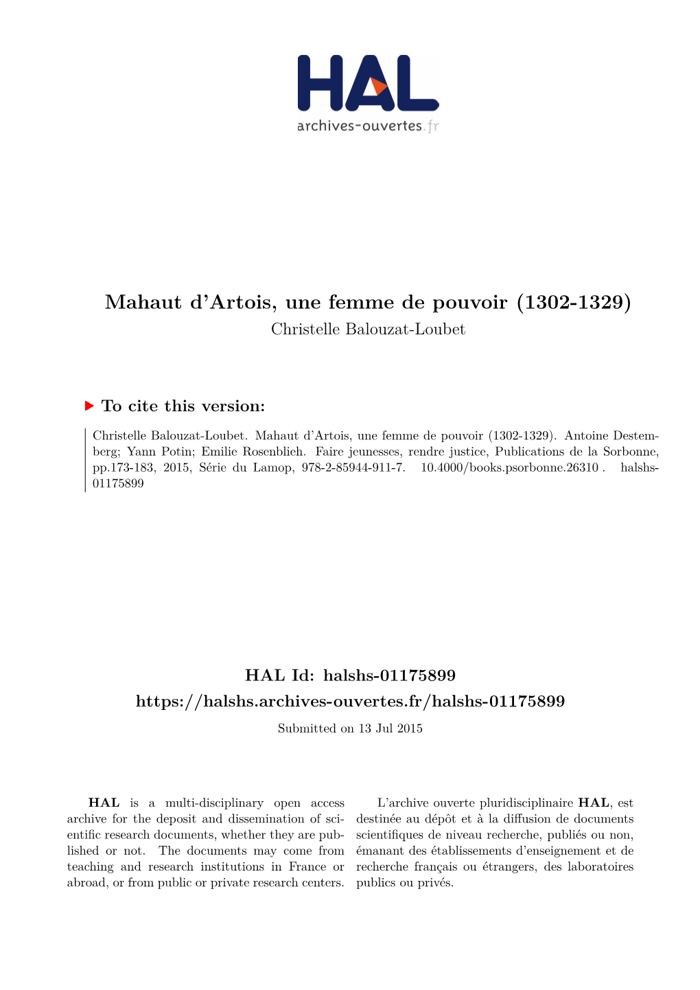 Mahaut D'artois, Une Femme De Pouvoir (1302-1329)