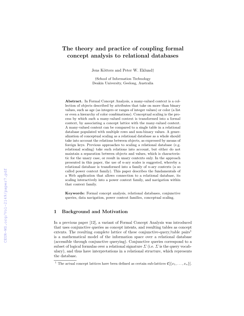 The Theory and Practice of Coupling Formal Concept Analysis to Relational Databases