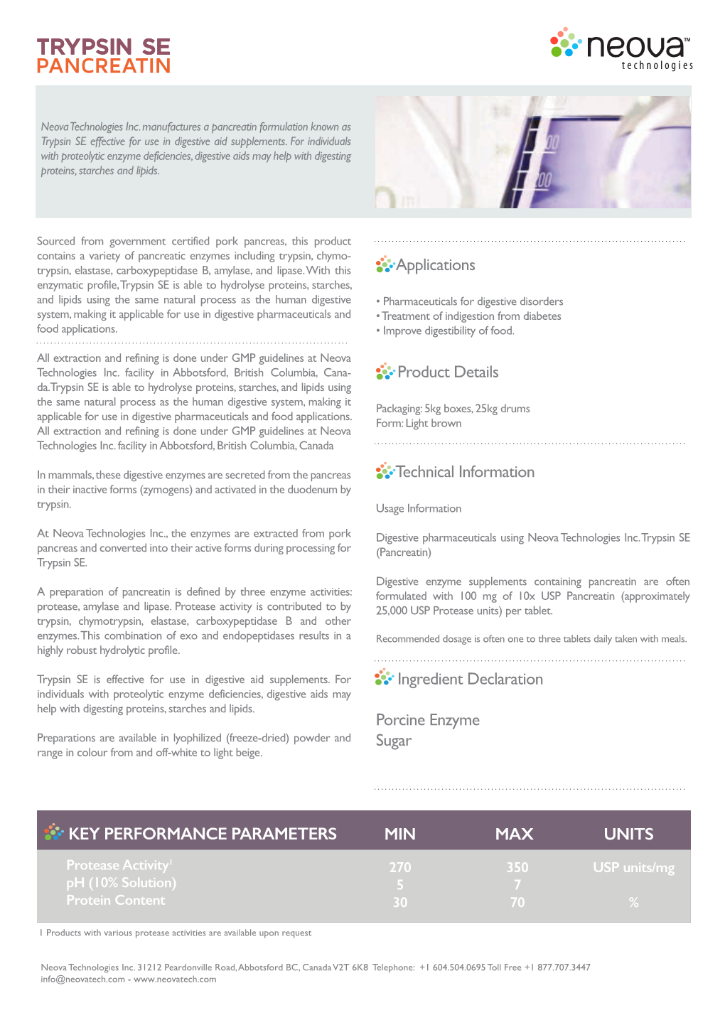 Technical Information KEY PERFORMANCE PARAMETERS