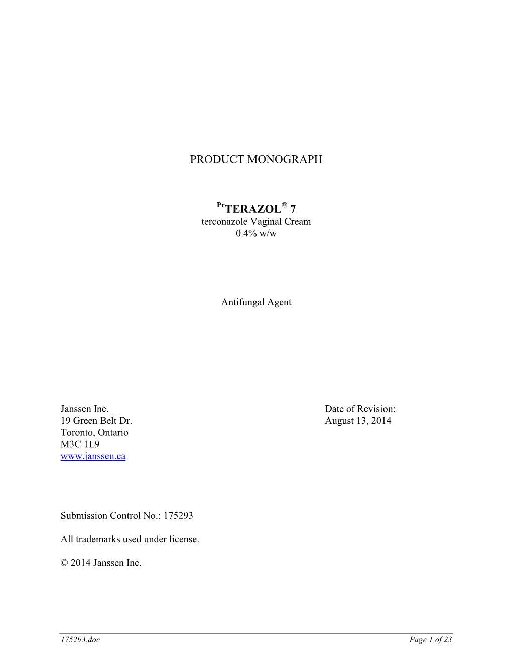 Product Monograph Terazol 7