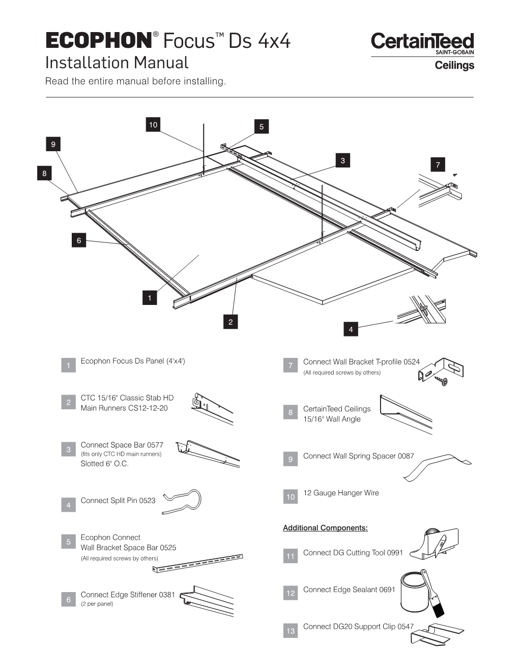 ECOPHON® Focus™ Ds 4X4 Installation Manual Read the Entire Manual Before Installing