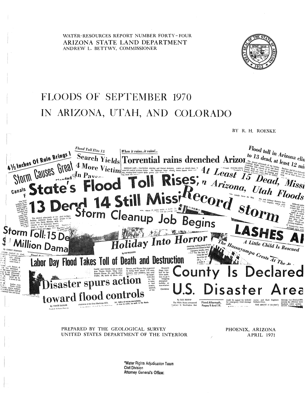 Floods of September 1970 in Arizona, Utah and Colorado