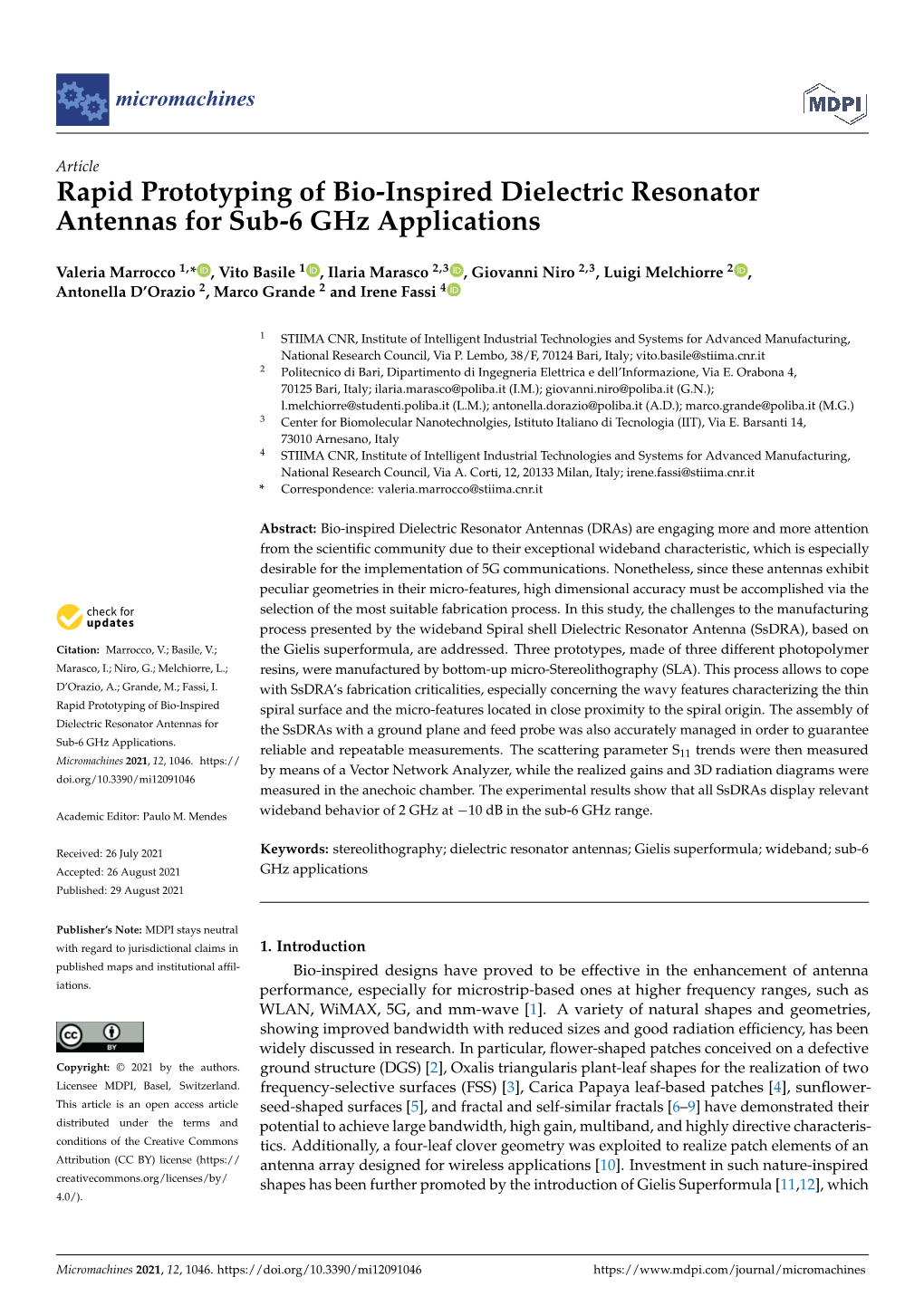 Rapid Prototyping of Bio-Inspired Dielectric Resonator Antennas for Sub-6 Ghz Applications