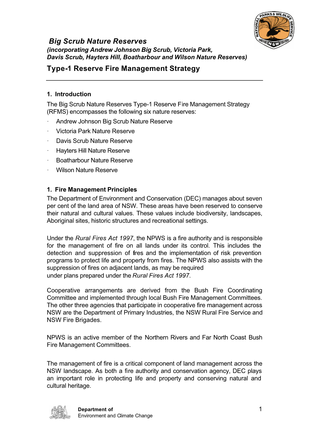 Big Scrub Nature Reserves Type-1 Reserve Fire Management