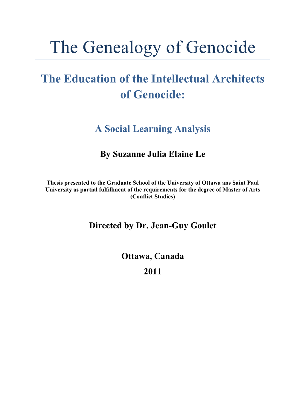 The Genealogy of Genocide