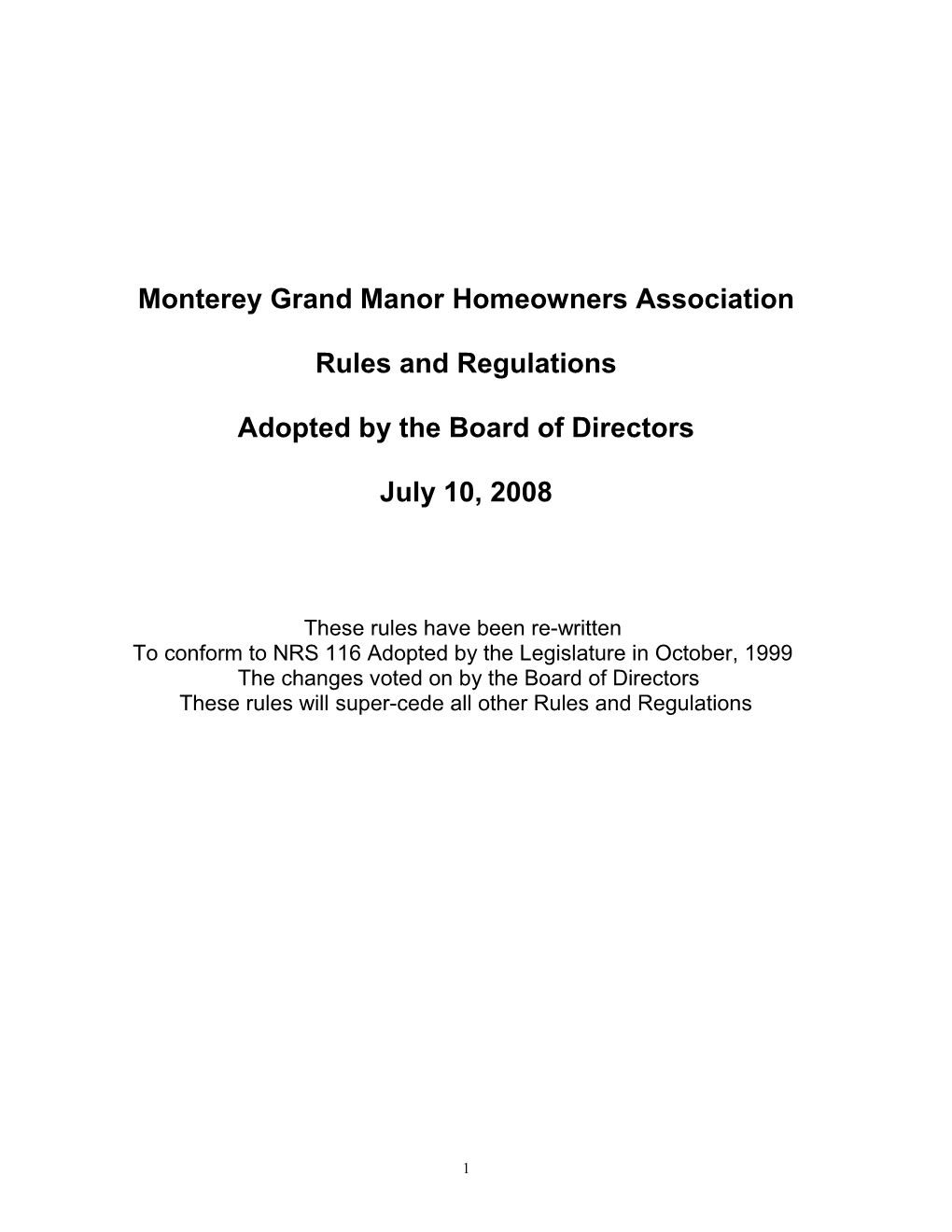 Monterey Grand Manor Homeowners Association