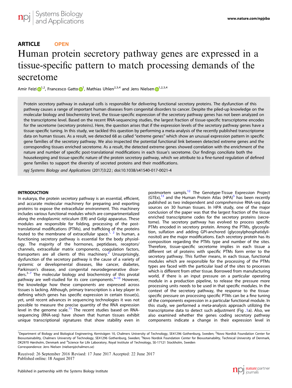 Human Protein Secretory Pathway Genes Are Expressed in a Tissue-Specific Pattern to Match Processing Demands of the Secretome