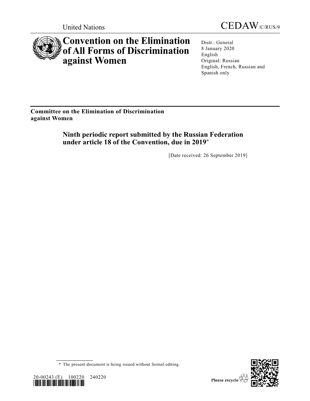 Convention on the Elimination of All Forms of Discrimination Against Women