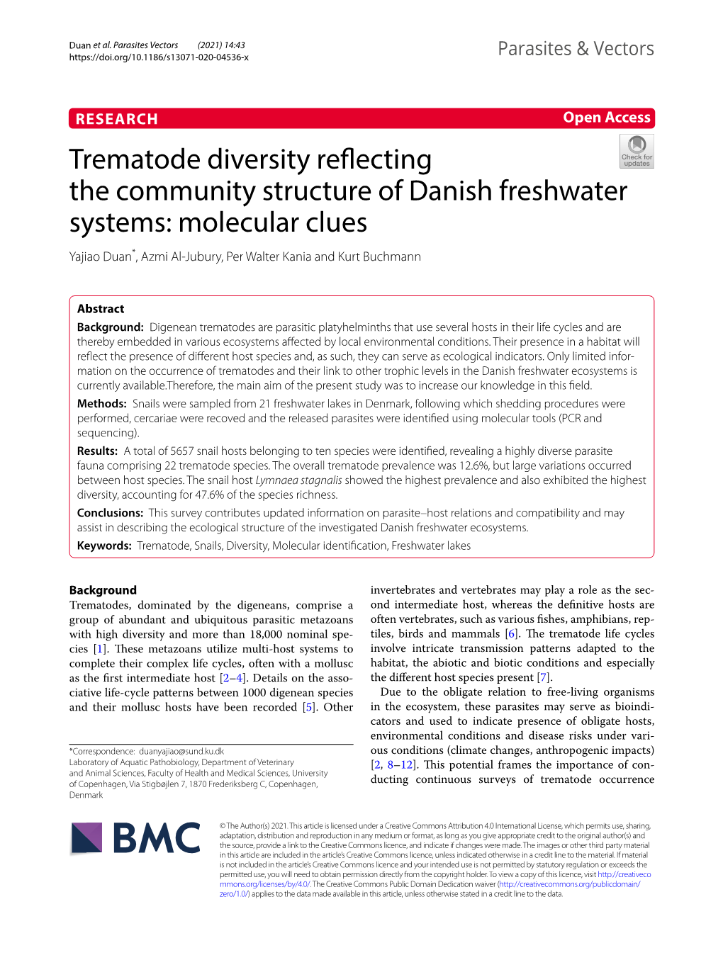 Trematode Diversity Reflecting the Community Structure of Danish