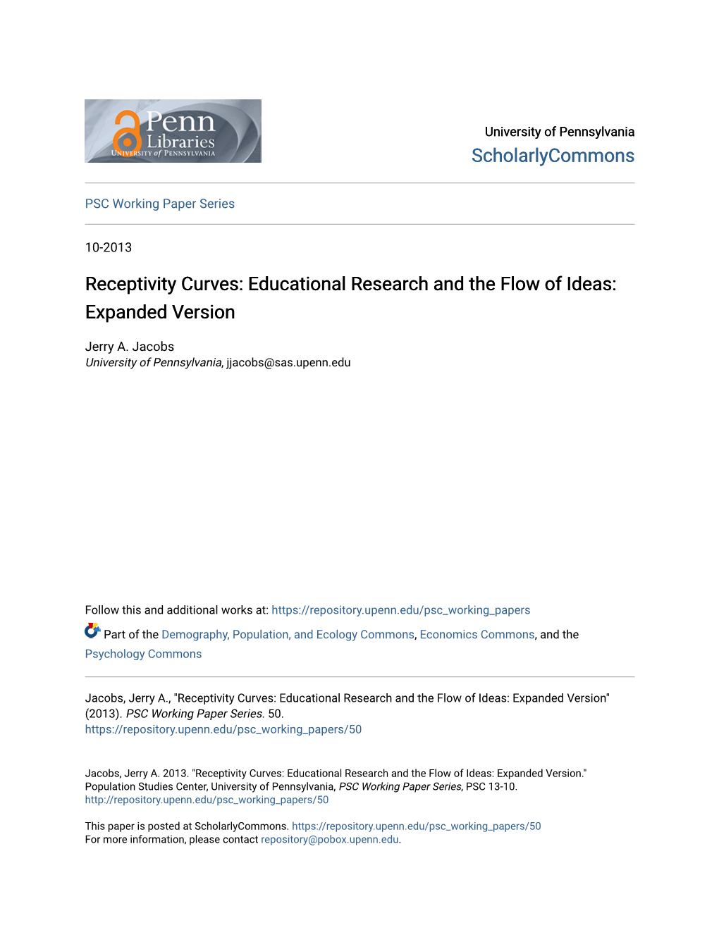 Receptivity Curves: Educational Research and the Flow of Ideas: Expanded Version