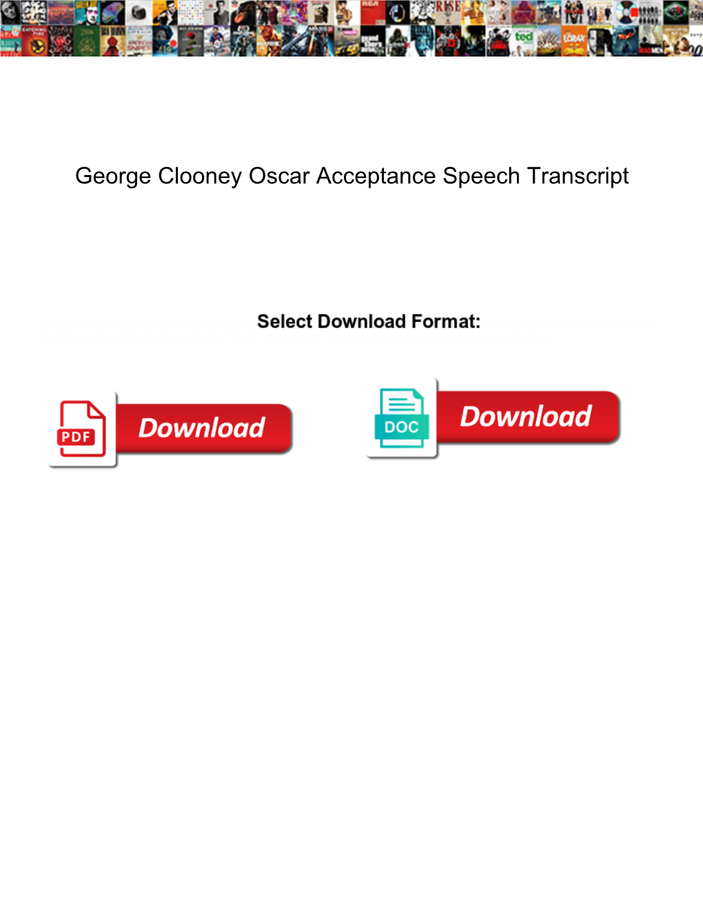 George Clooney Oscar Acceptance Speech Transcript